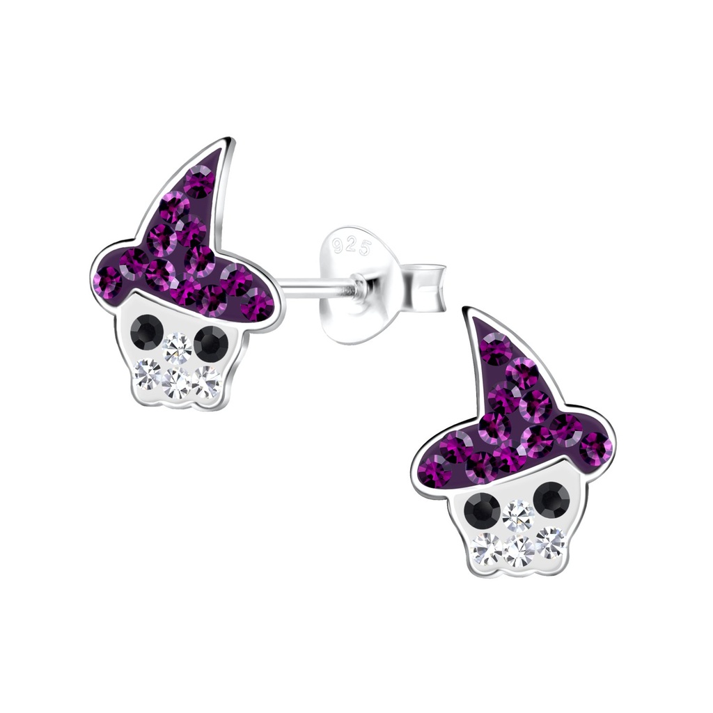 Puces d'oreilles tête de mort en argent