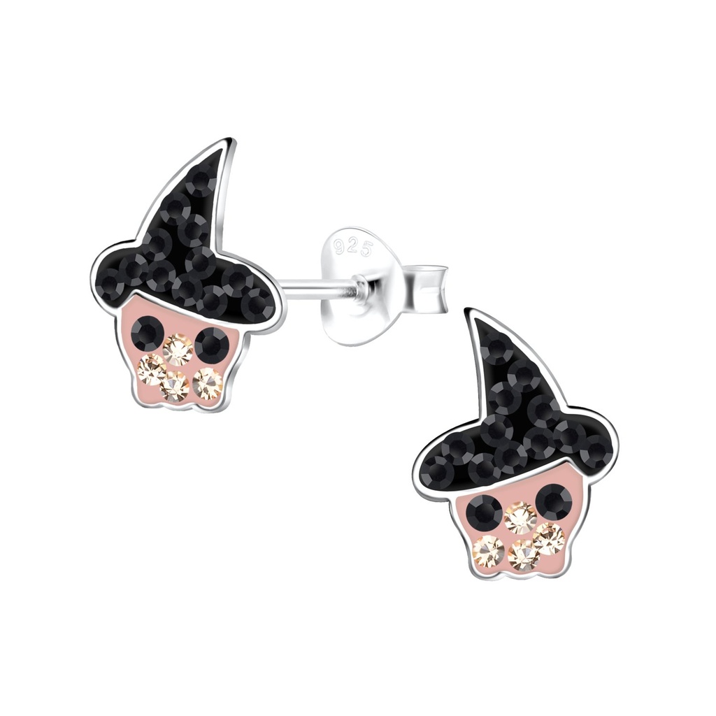 Puces d'oreilles tête de mort en argent