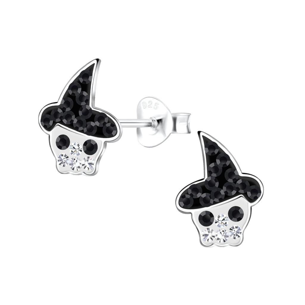 Puces d'oreilles tête de mort en argent