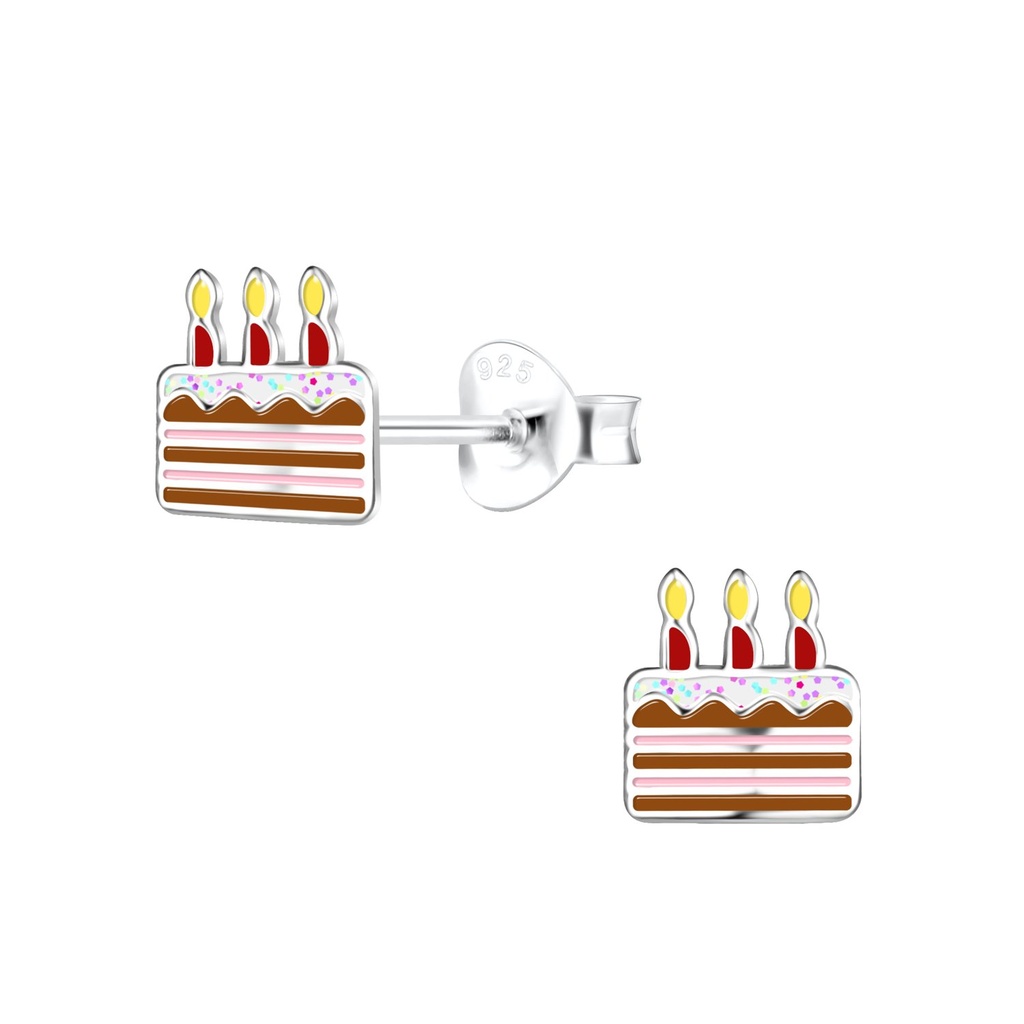 Silver Cake Stud Earrings
