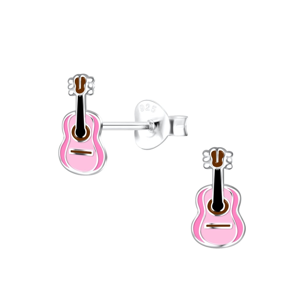 Puces d'oreilles guitare en argent
