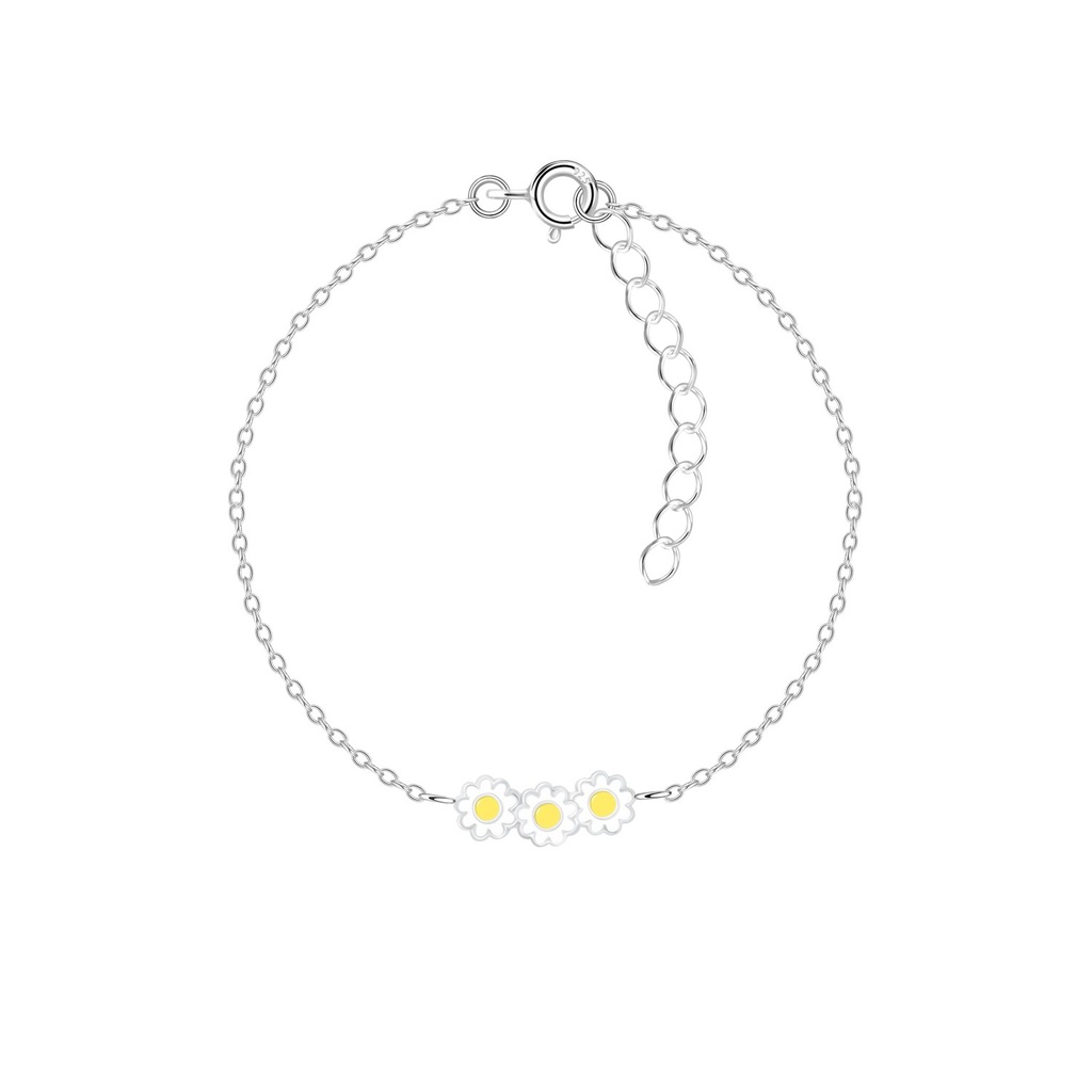 Bracelet marguerite triple en argent