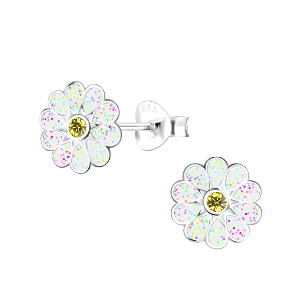 Puces d'oreilles fleur en argent