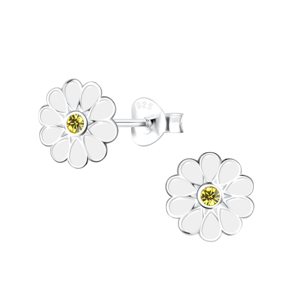 Puces d'oreilles fleur en argent