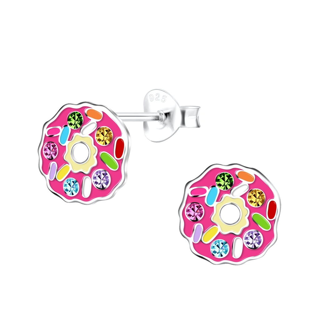 Silver Donut Stud Earrings