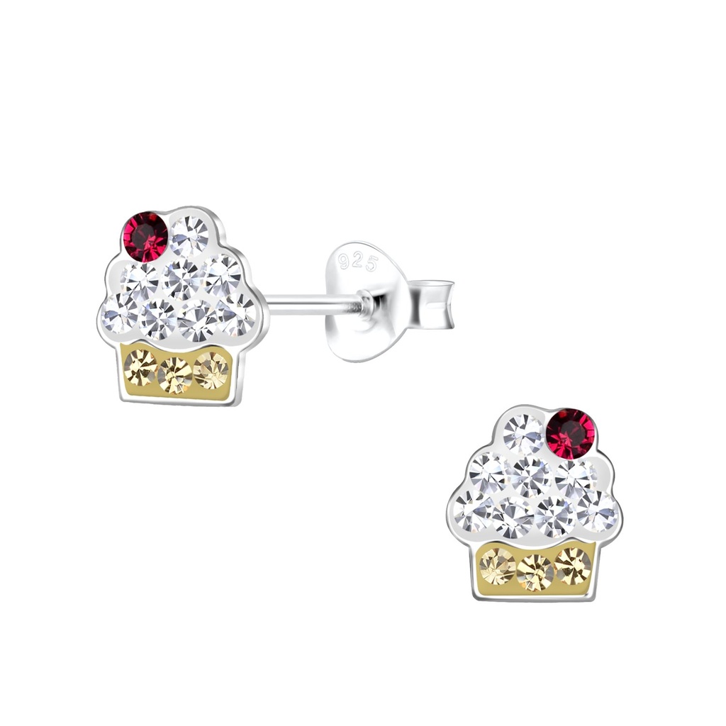 Puces d'oreilles cupcake en argent