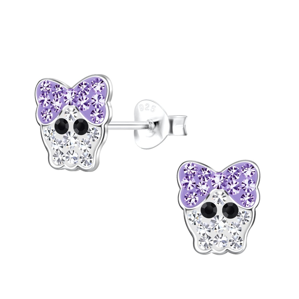 Puces d'oreilles tête de mort en argent