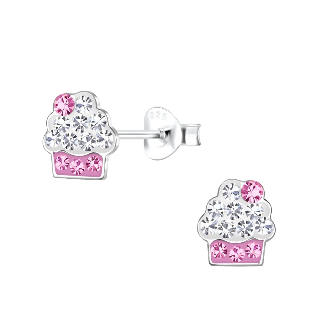 Puces d'oreilles cupcake en argent