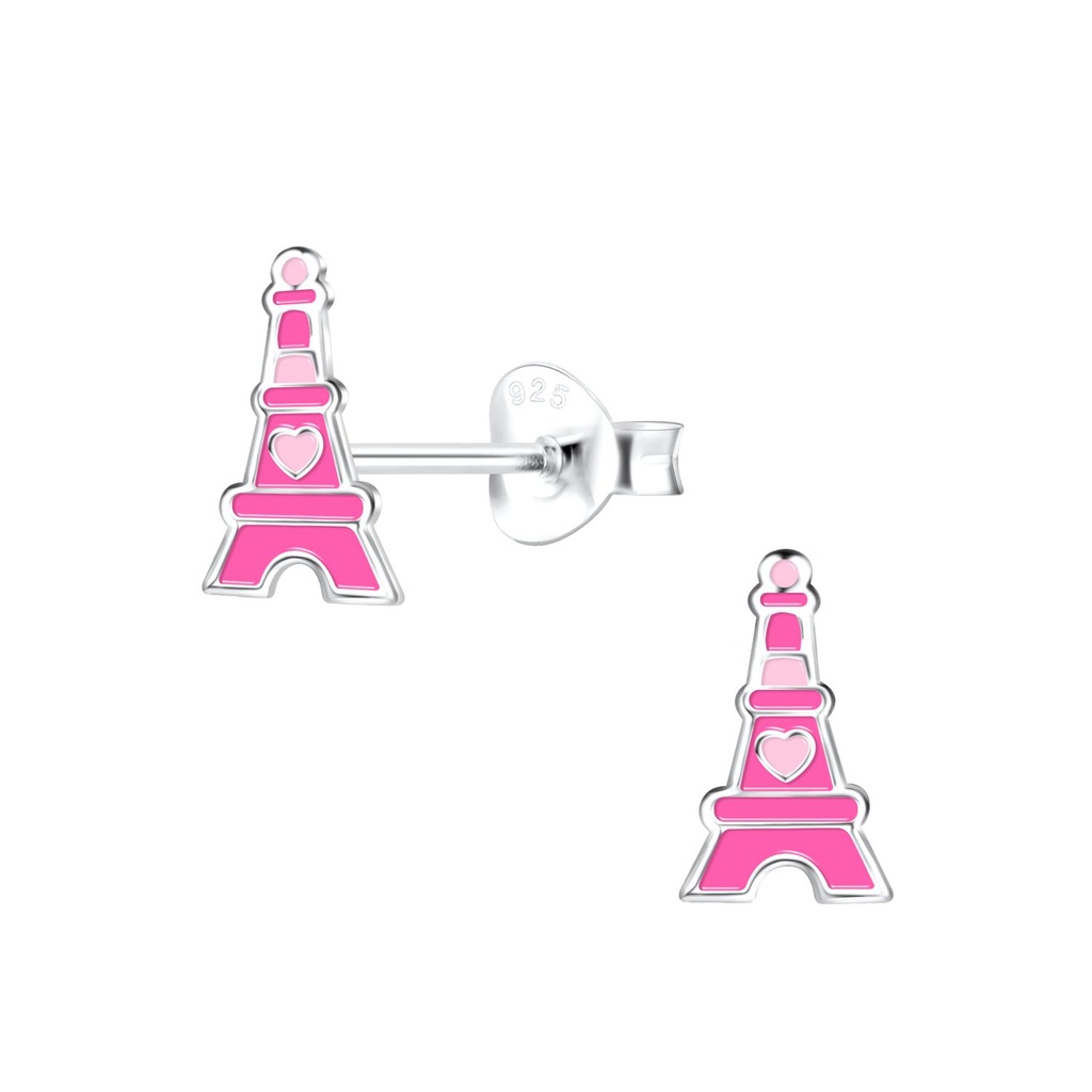 Silver Eifel Tower Stud Earrings