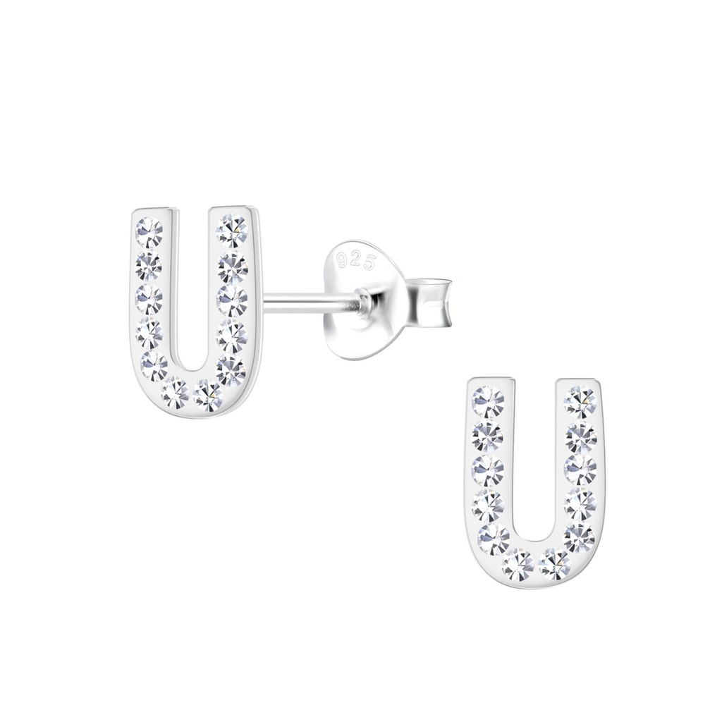 Silver Letter U Stud Earrings