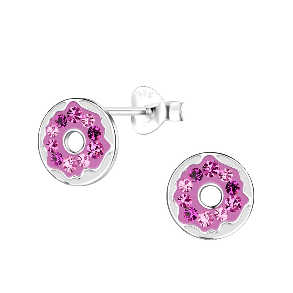 Silver Donut Stud Earrings