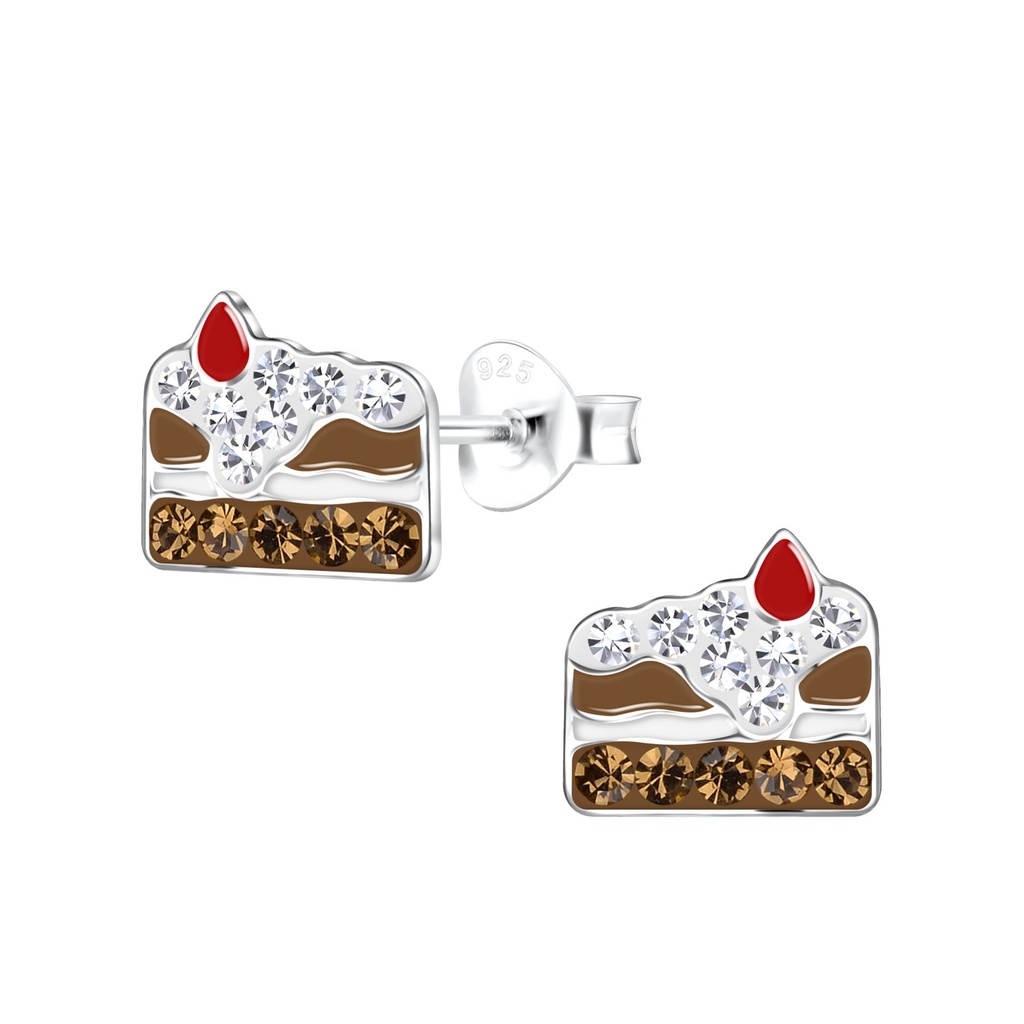 Silver Cake Stud Earrings