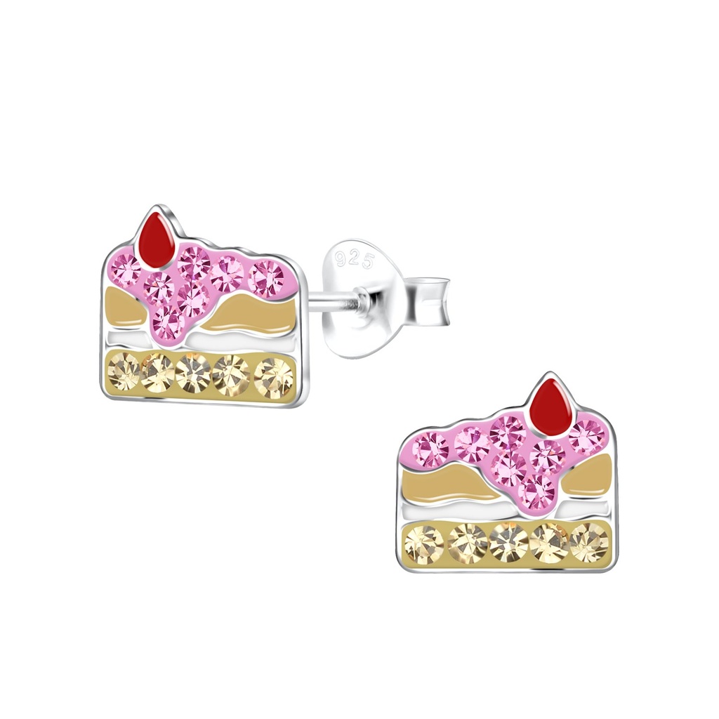 Silver Cake Stud Earrings