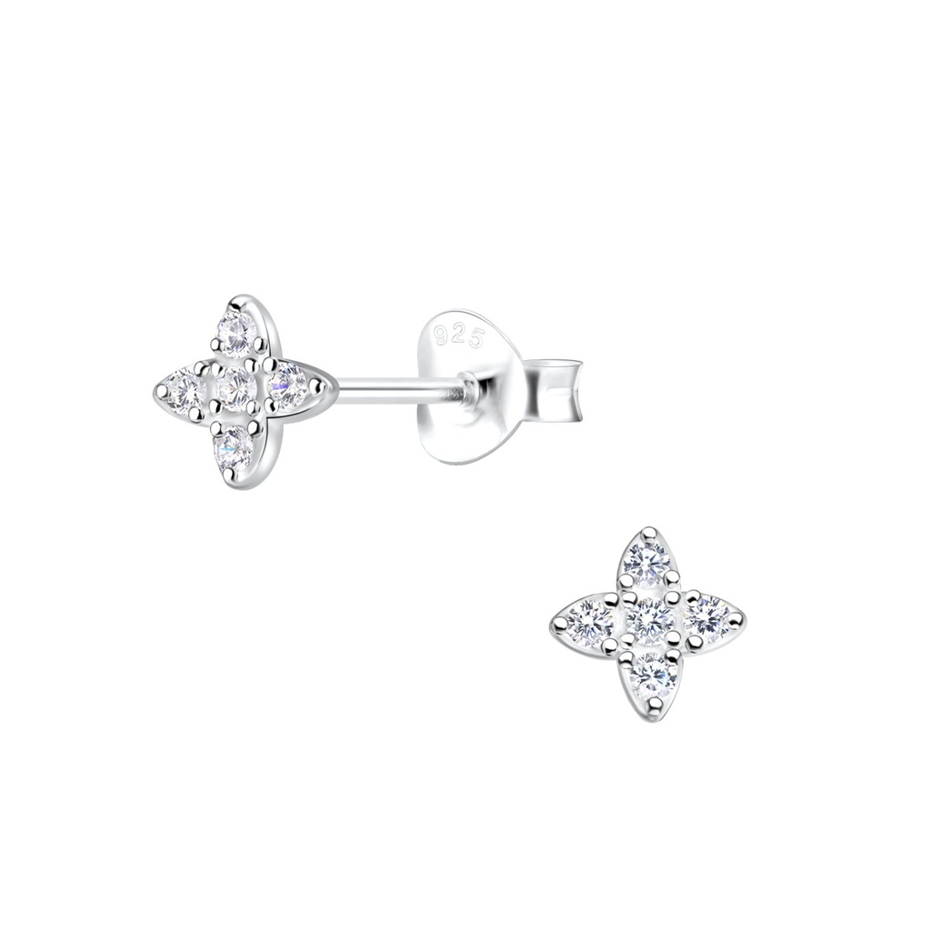 Puces d'oreilles fleur en argent