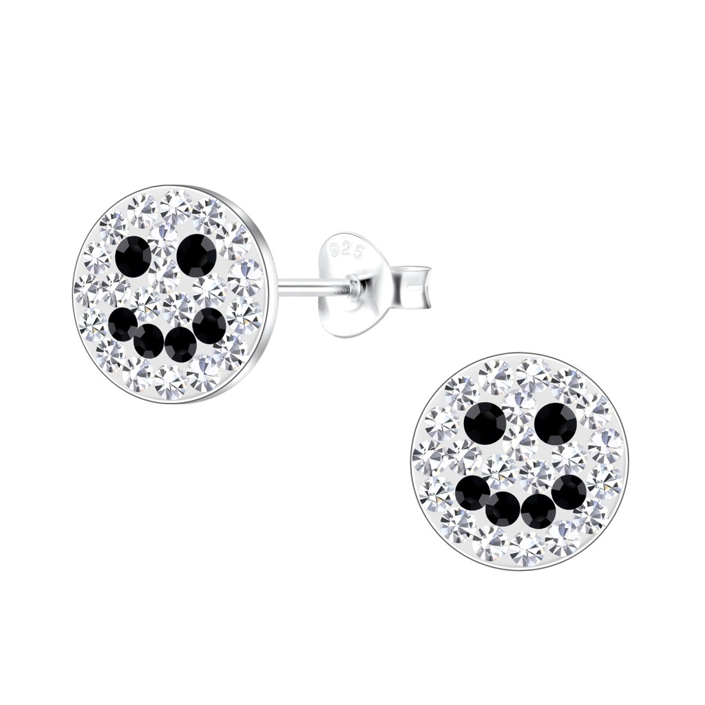 Silver Smiley Face Stud Earrings