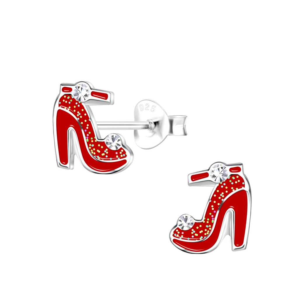 Silver High Heels Stud Earrings