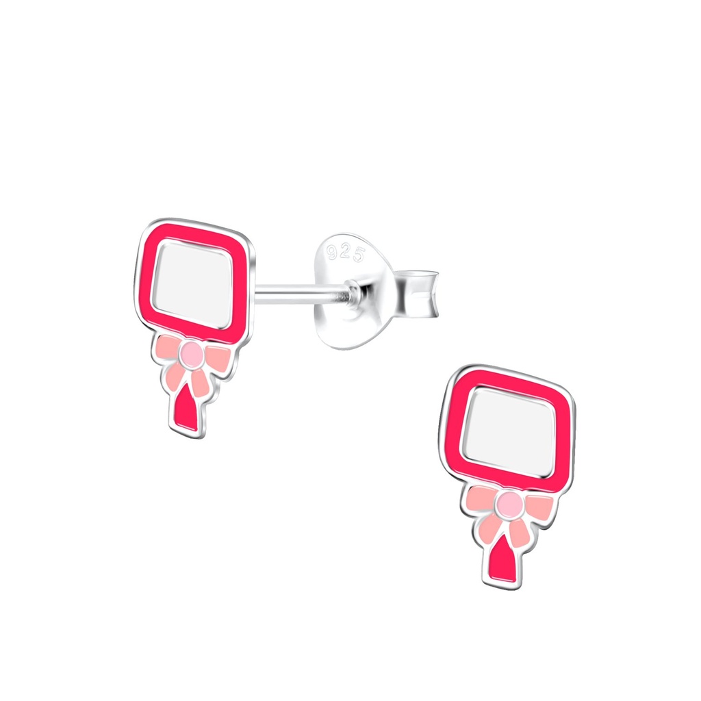 Silver Handheld Mirror Stud Earrings