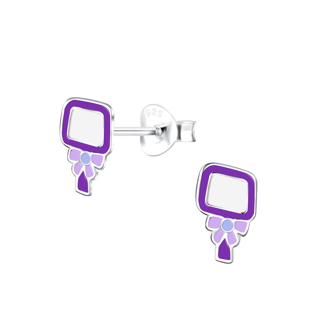 Puces d'oreilles miroir à main en argent