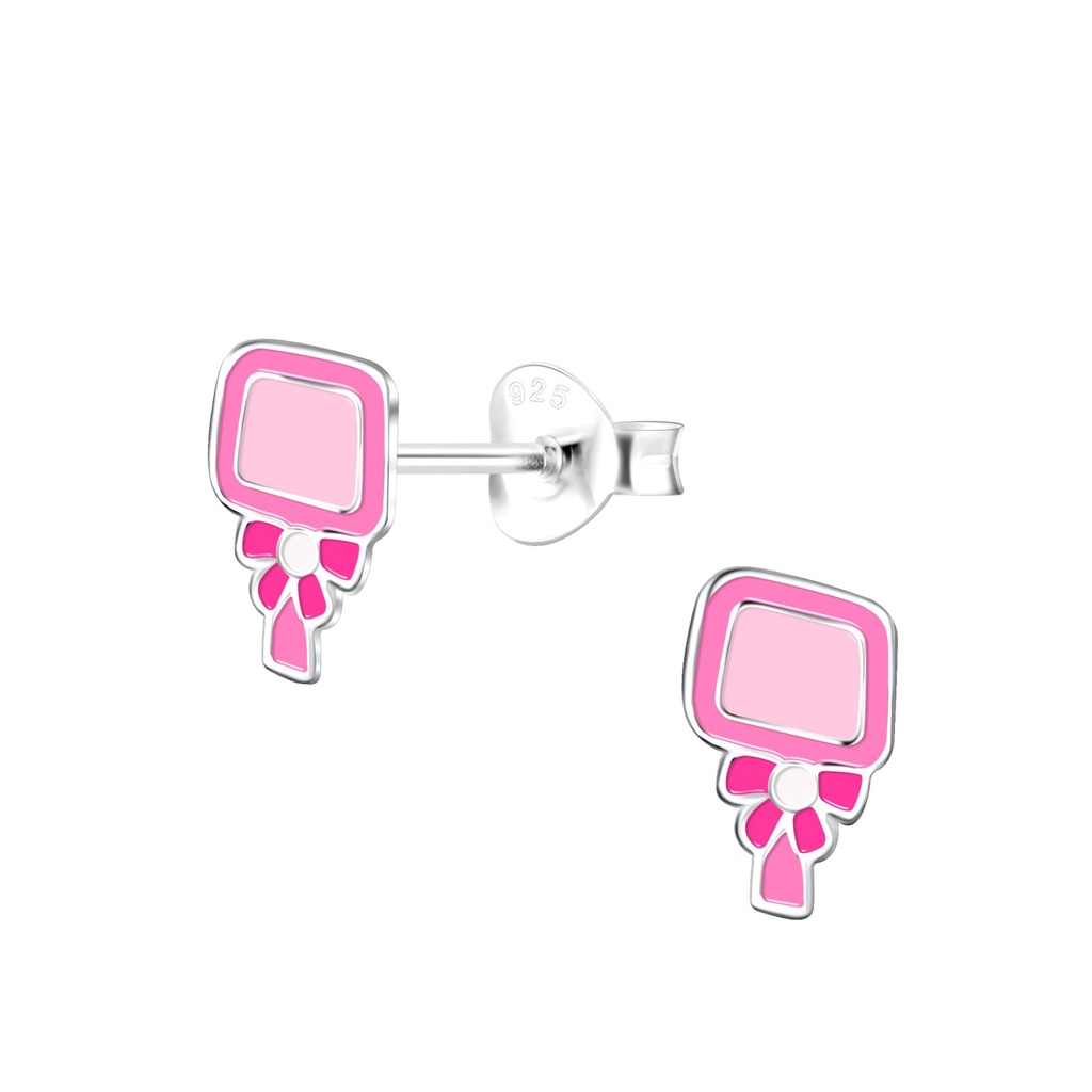 Silver Handheld Mirror Stud Earrings
