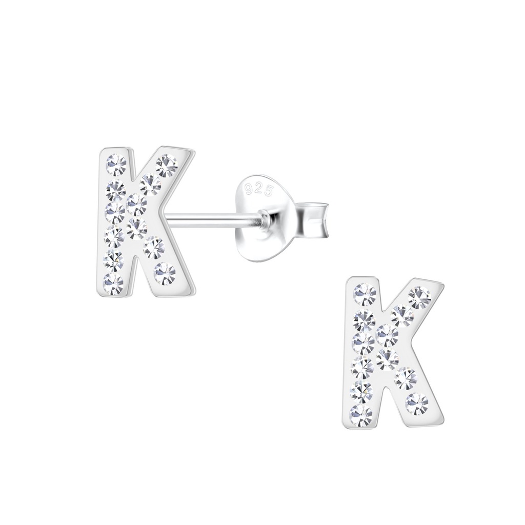 Puces d'oreilles lettre K en argent
