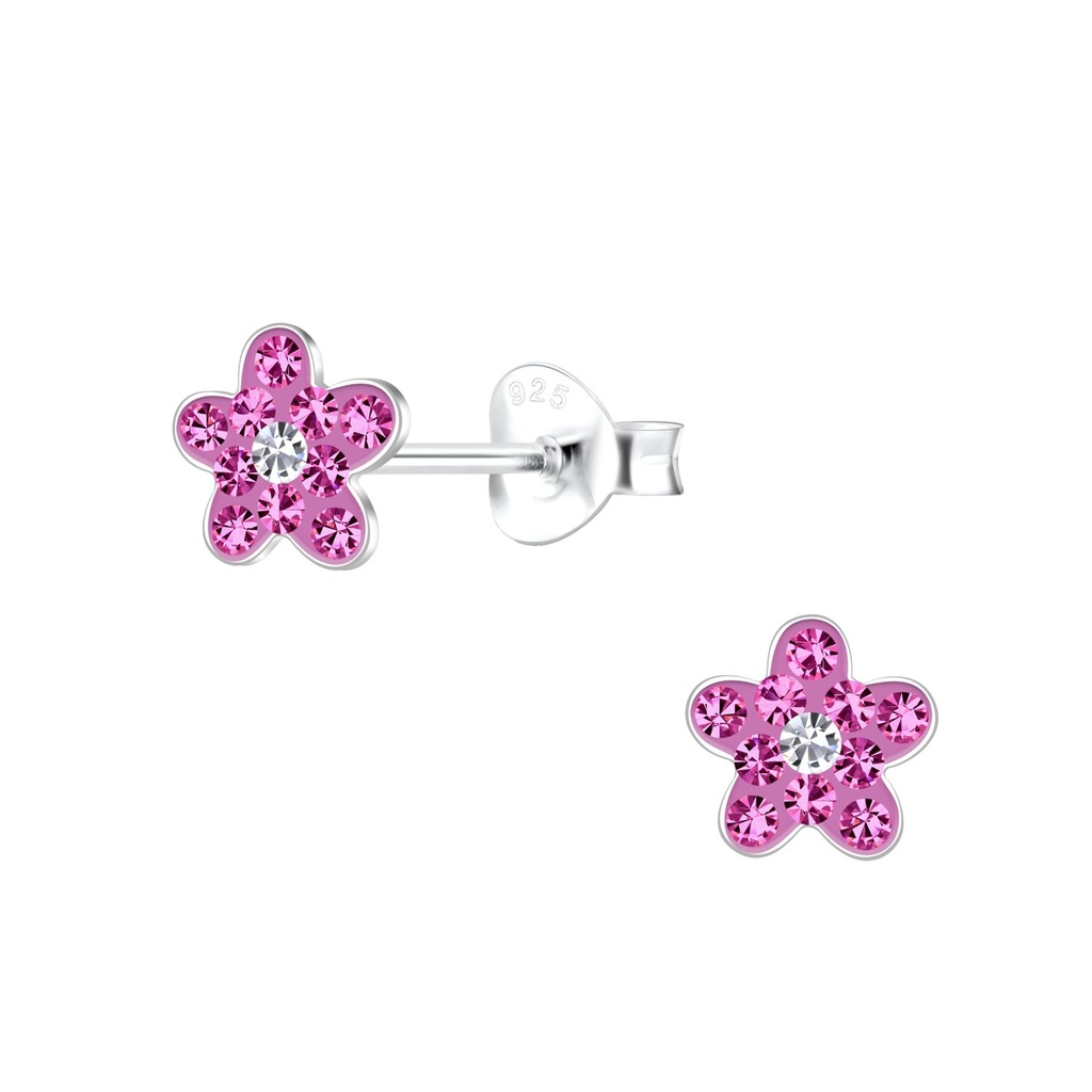 Puces d'oreilles fleur en argent