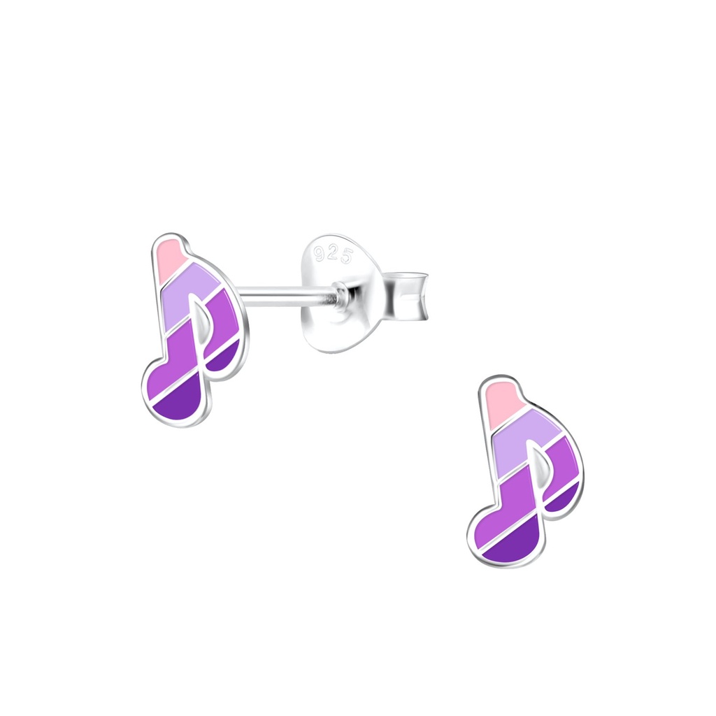 Puces d'oreilles note musicale en argent