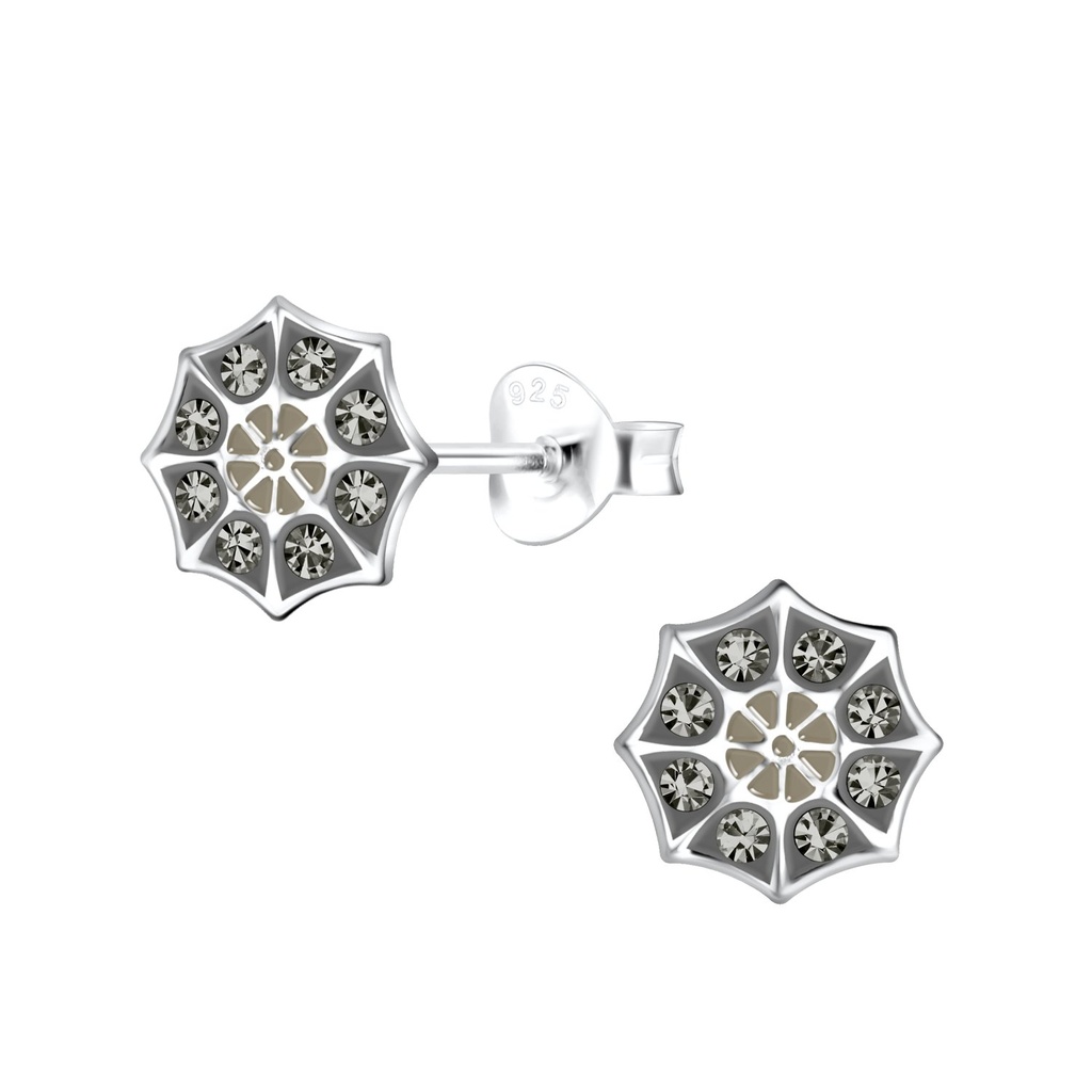 Silver Spider Web Stud Earrings