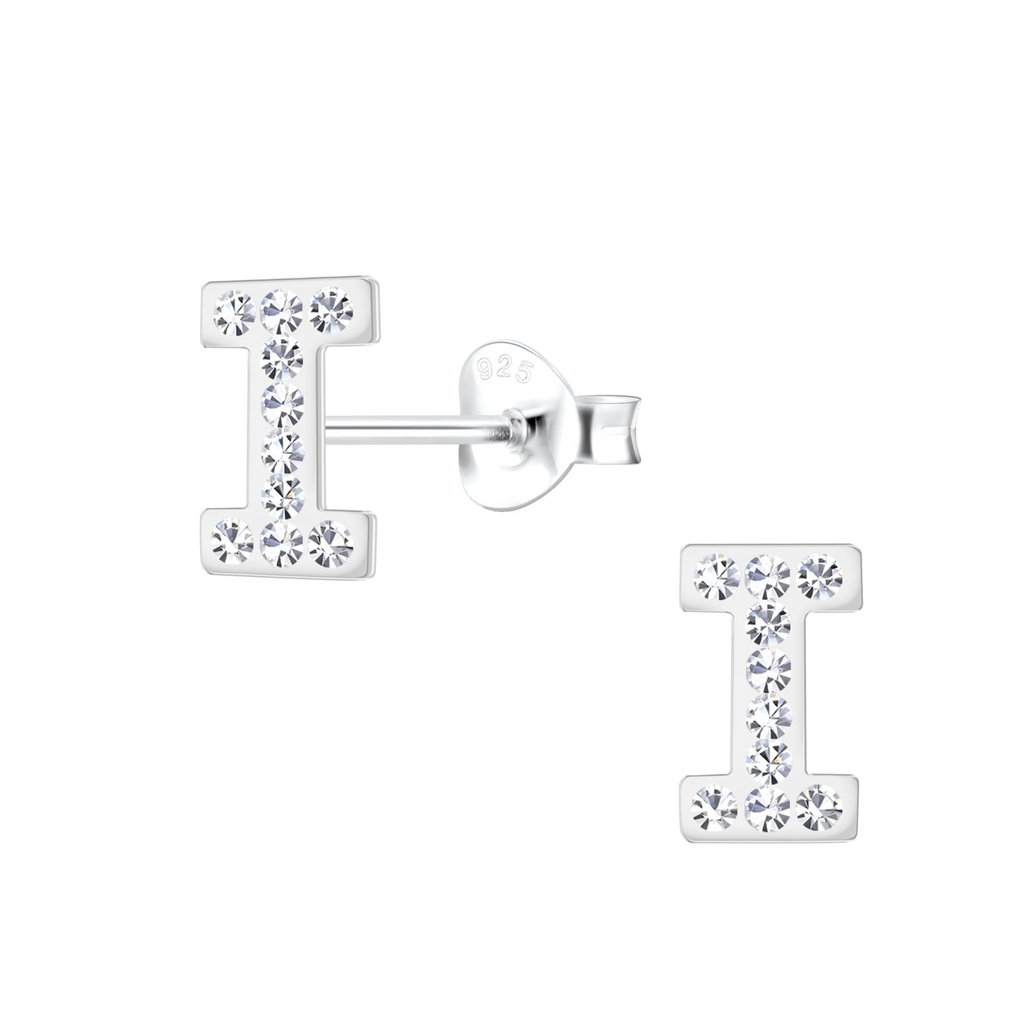Silver Letter I Stud Earrings