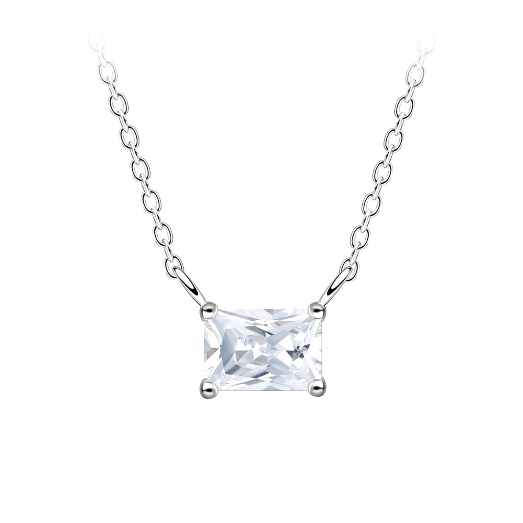Collier en argent zircon baguette 4x6 mm