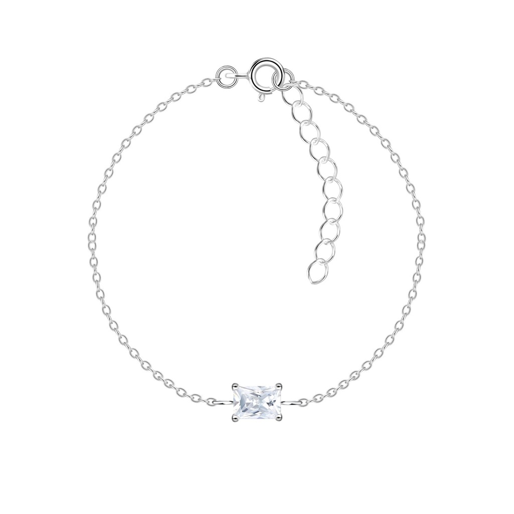 Bracelet en argent zircon baguette 4x6 mm