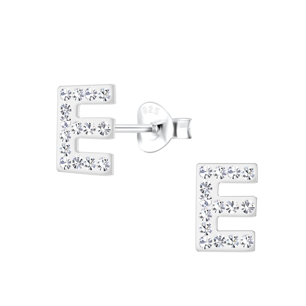 Silver Letter E Stud Earrings