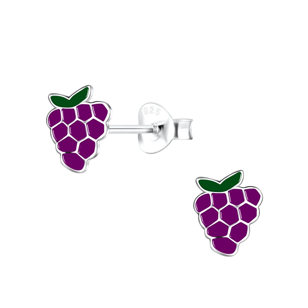 Silver Grape Stud Earrings