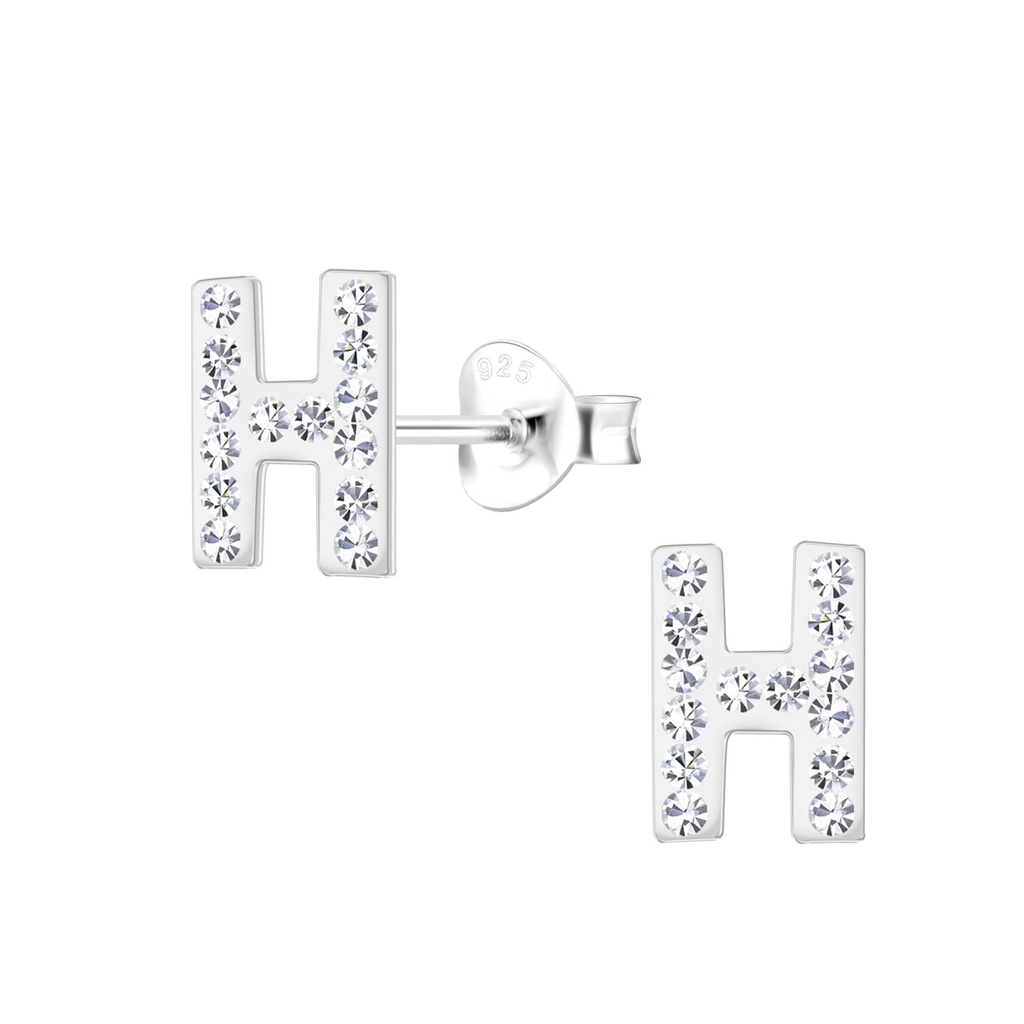 Silver Letter H Stud Earrings