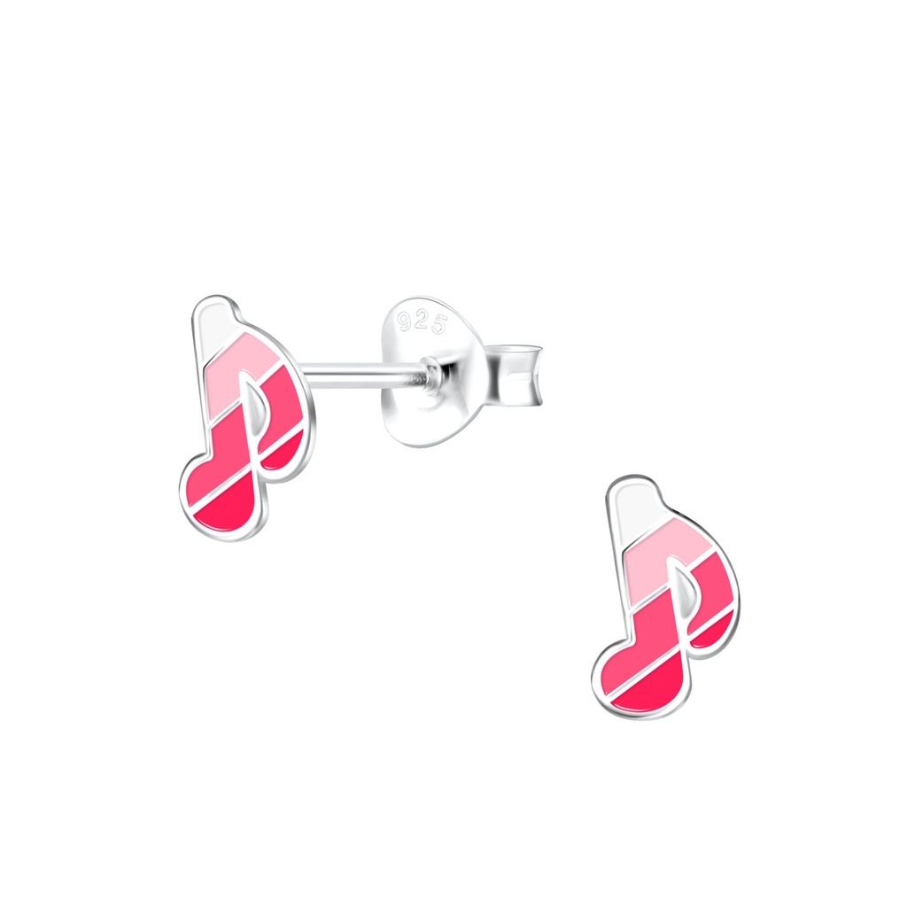 Silver Musical Note Stud Earrings
