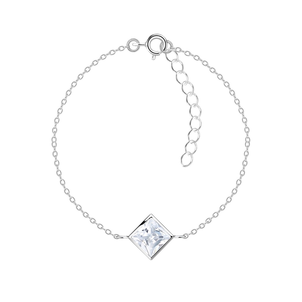 Bracelet en argent zircon carré 6 mm