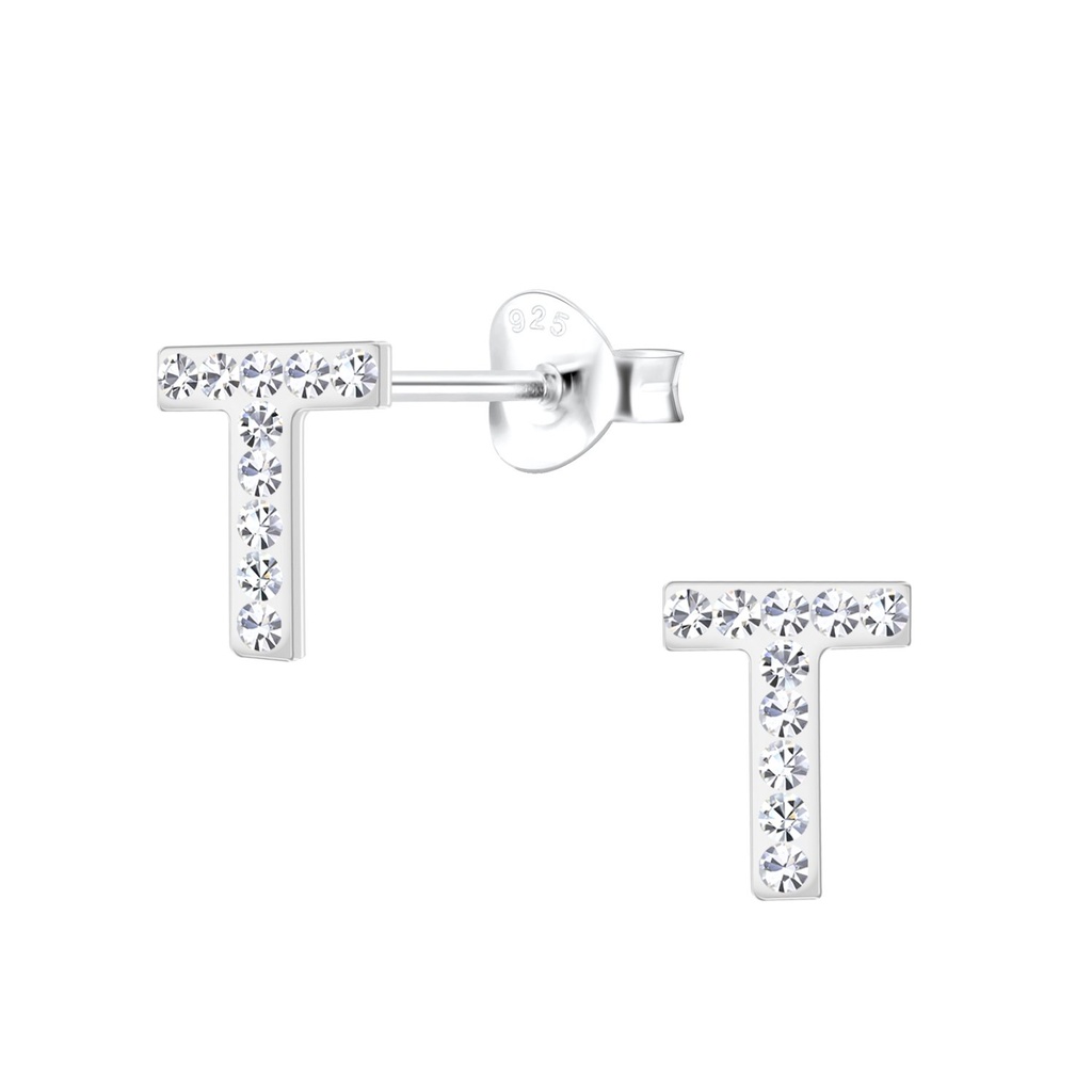 Silver Letter T Stud Earrings