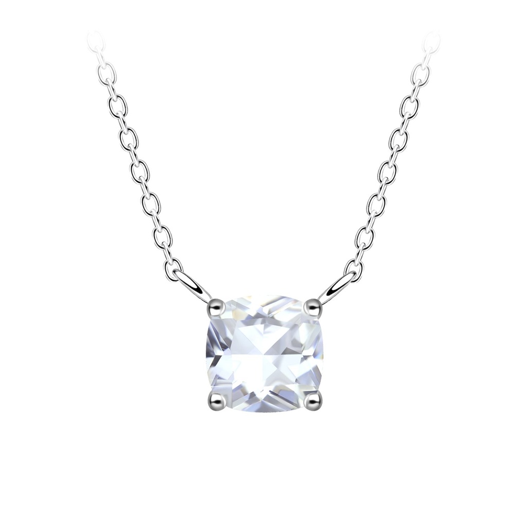 Collier en argent zircon coussin 6 mm