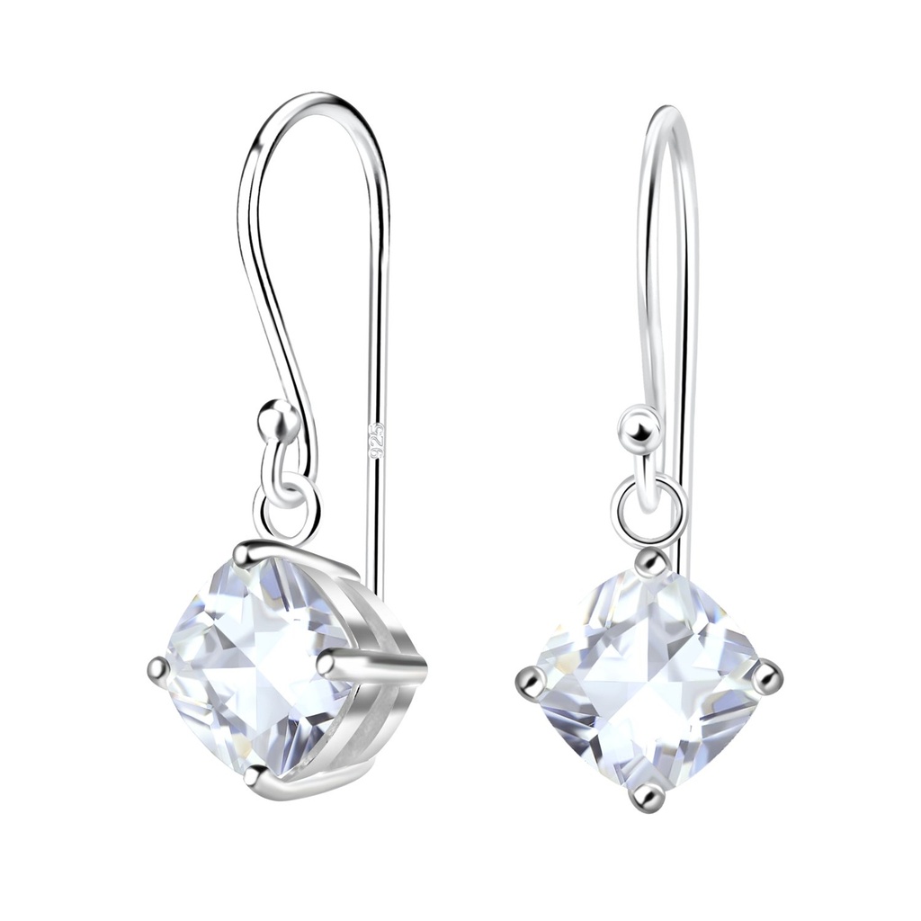 Boucles d'oreilles en argent zircon coussin 6 mm
