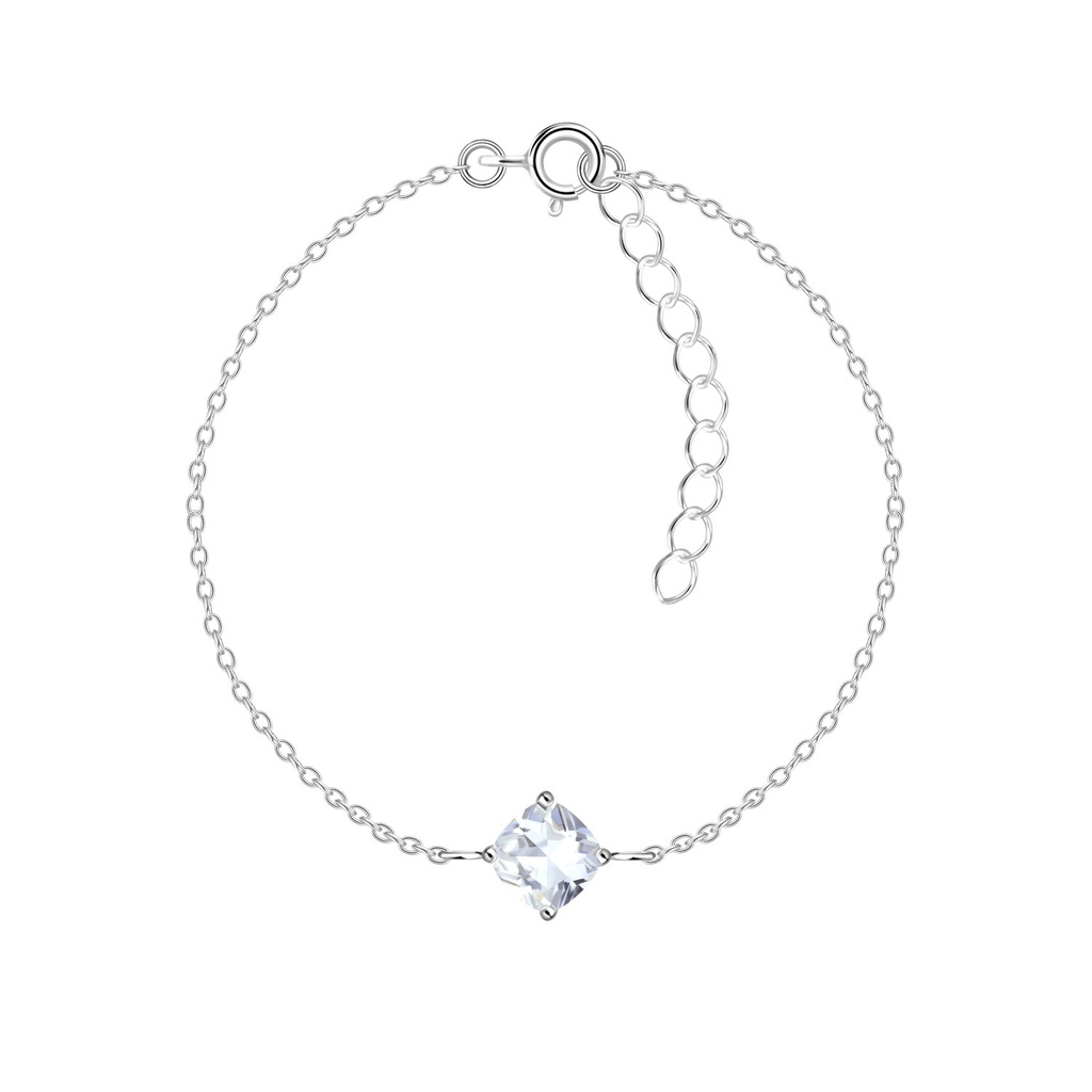 Bracelet en argent zircon coussin 6 mm
