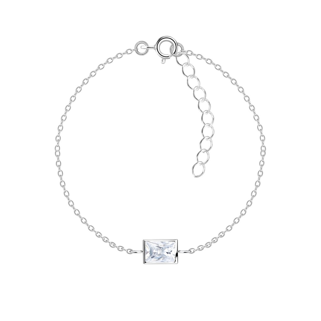 [10028308] Bracelet en argent zircon baguette 4x6 mm