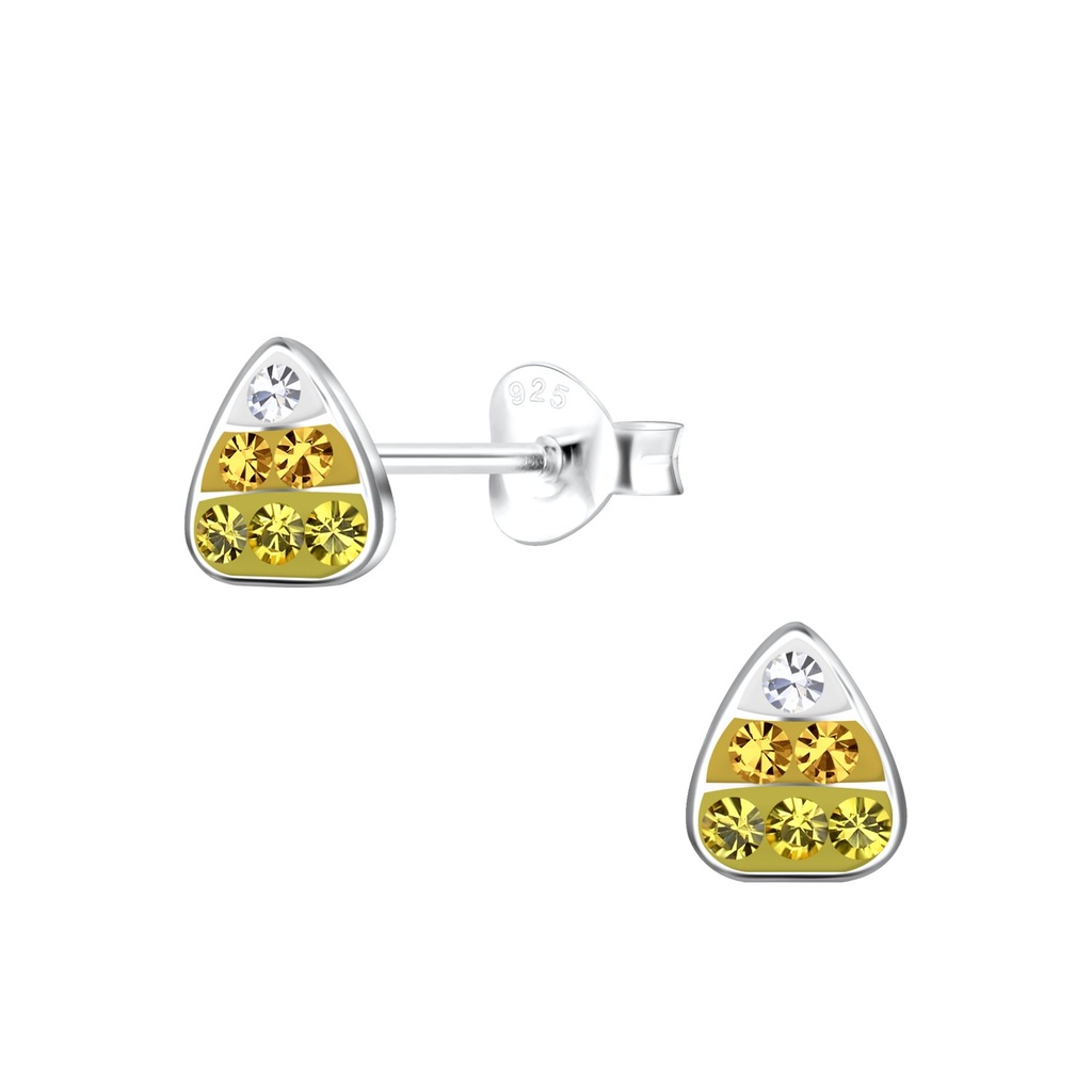 Silver Candy Corn Stud Earrings