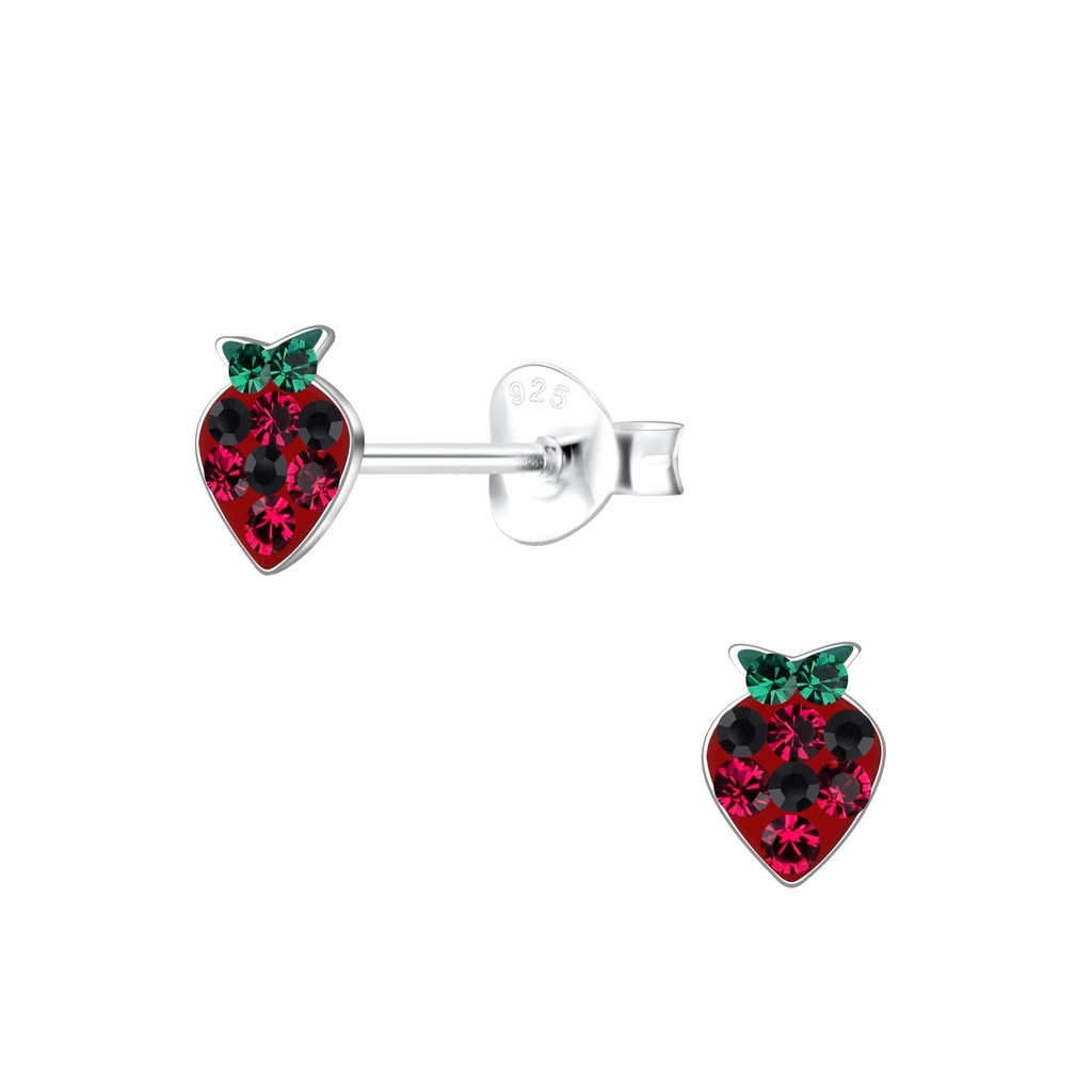 Puces d'oreilles fraise en argent