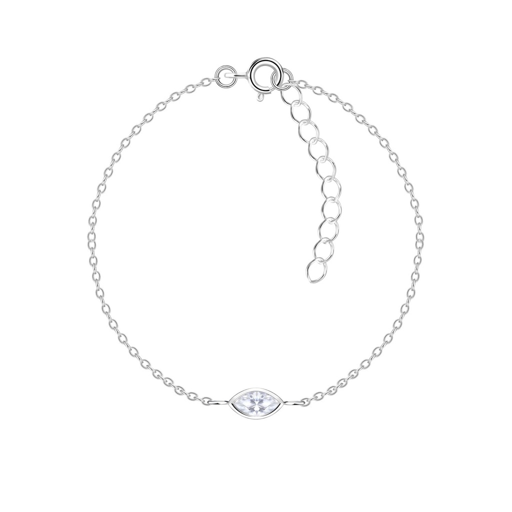 3x6mm Marquise Cubic Zirconia Silver Bracelet