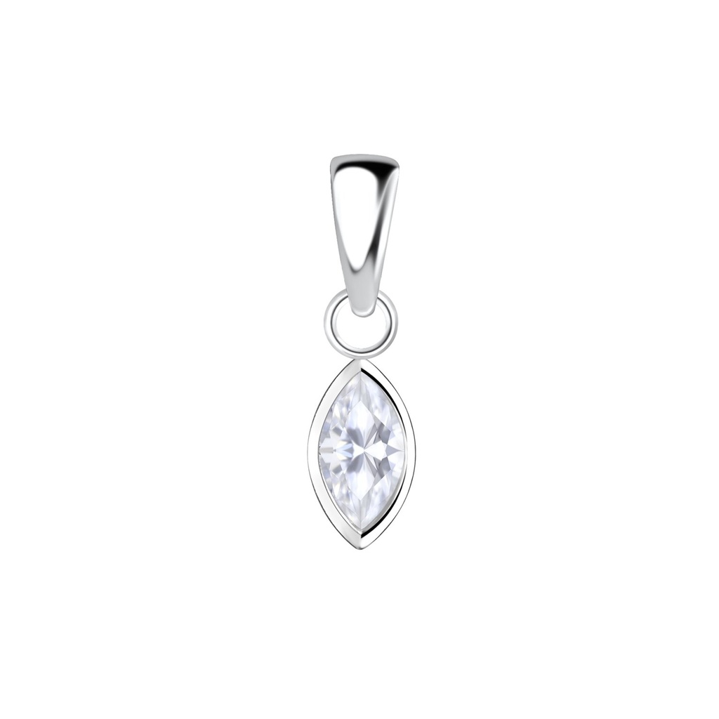 3x6mm Marquise Cubic Zirconia Silver Pendant