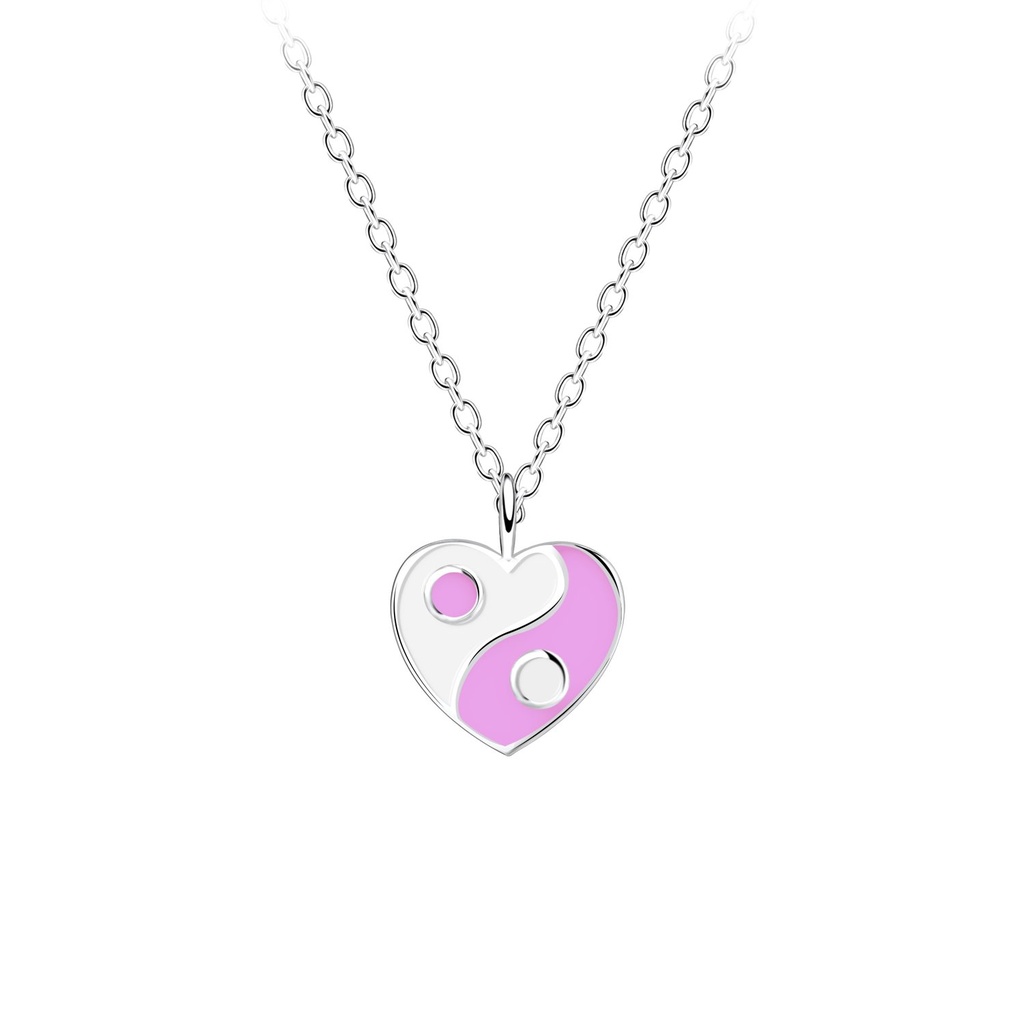 Collier cœur yin yang en argent
