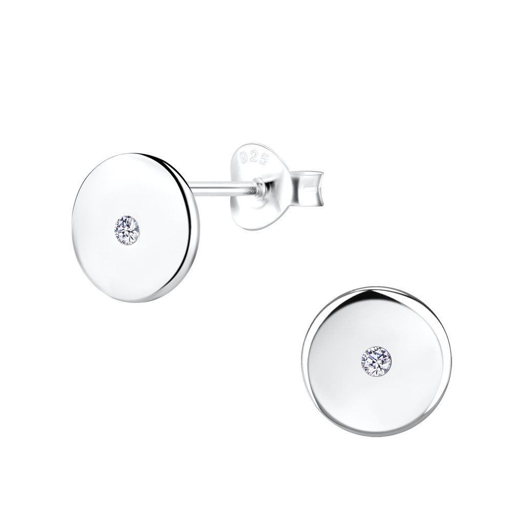 [10022815] Silver Round Stud Earrings