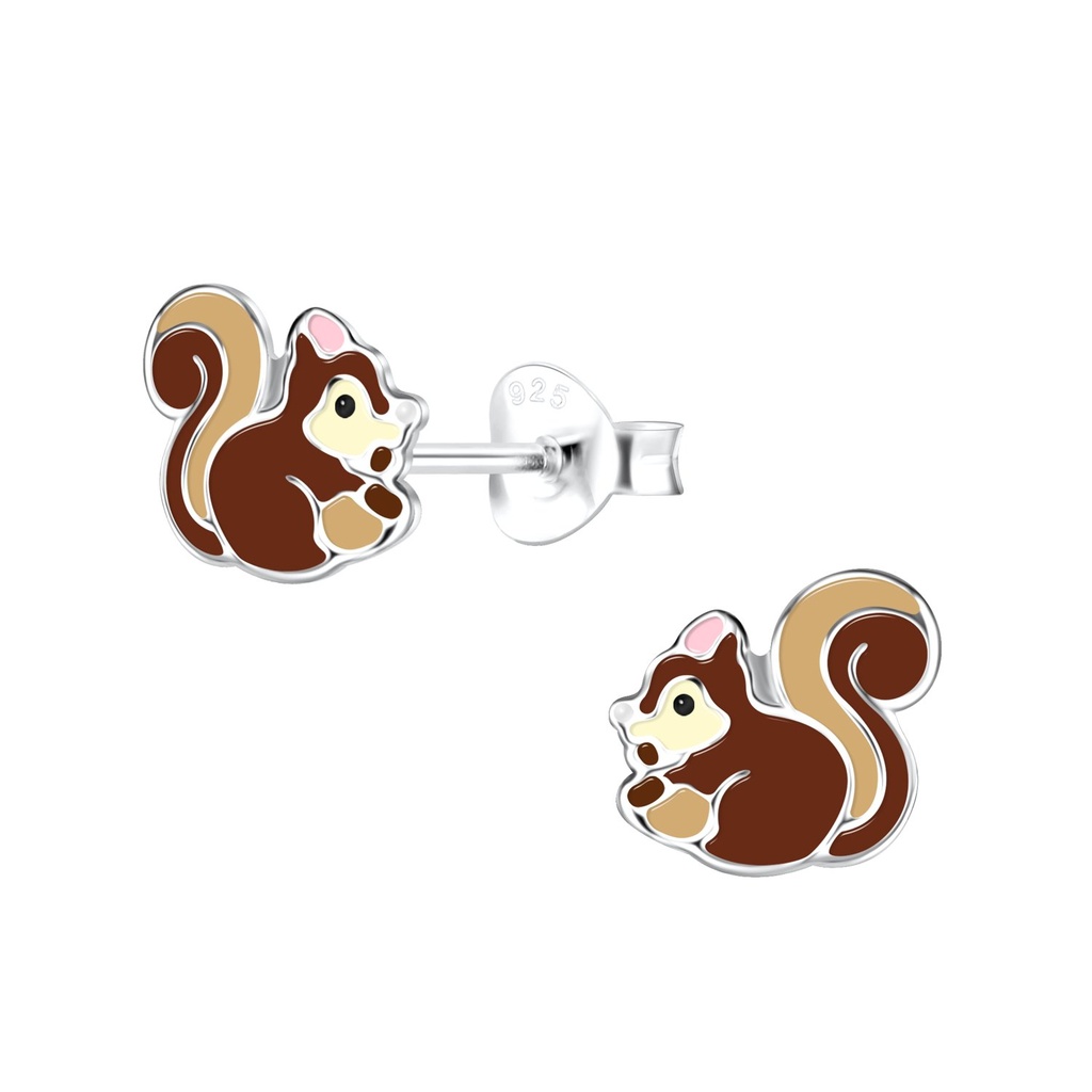 Silver Squirrel Stud Earrings