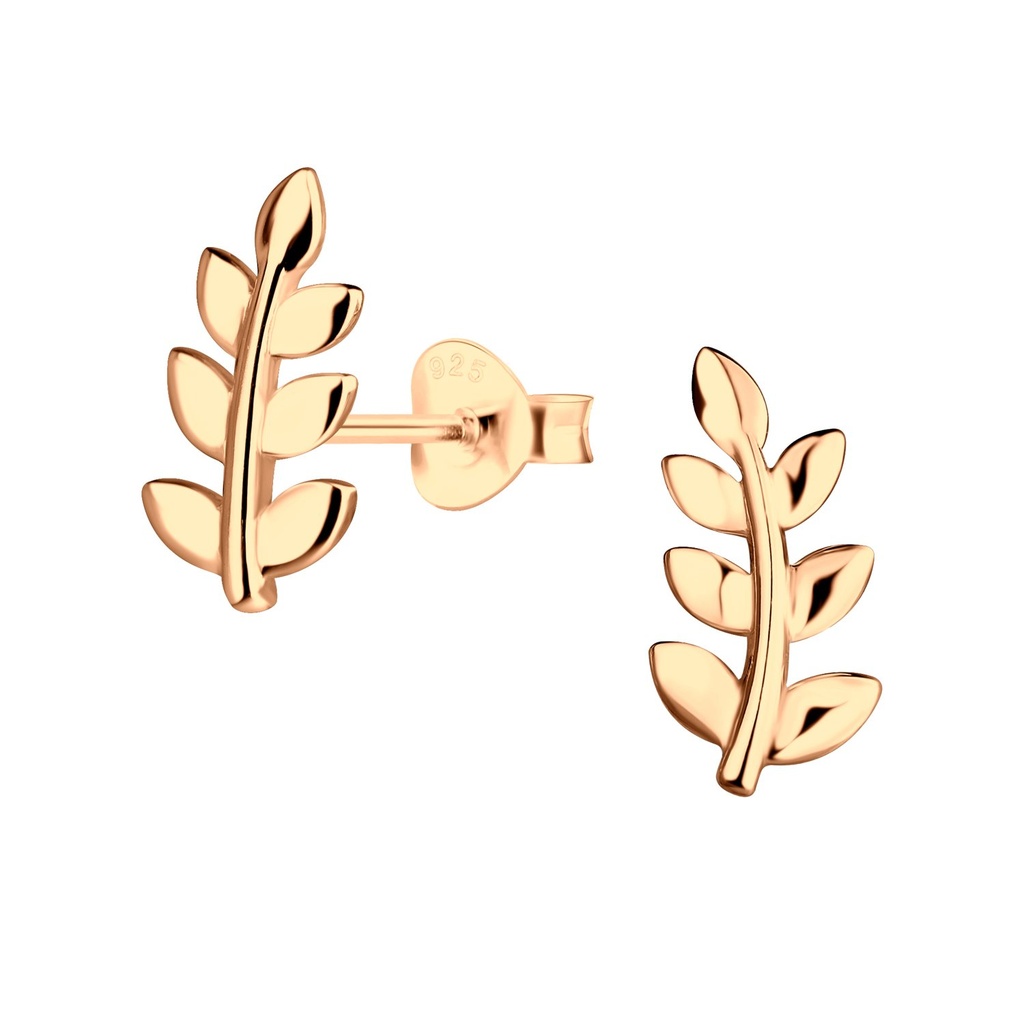 Puces d'oreilles feuille en argent
