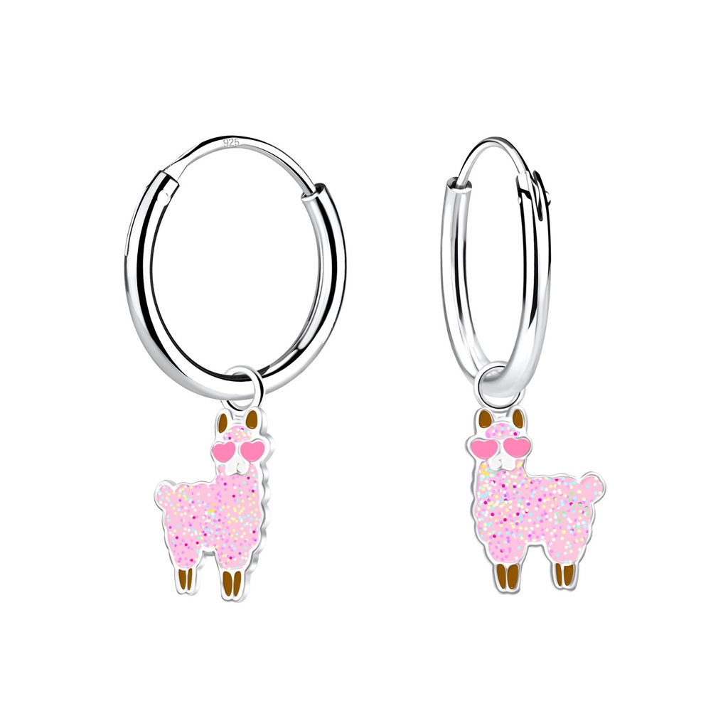 Silver LLama Charm Hoop Earrings