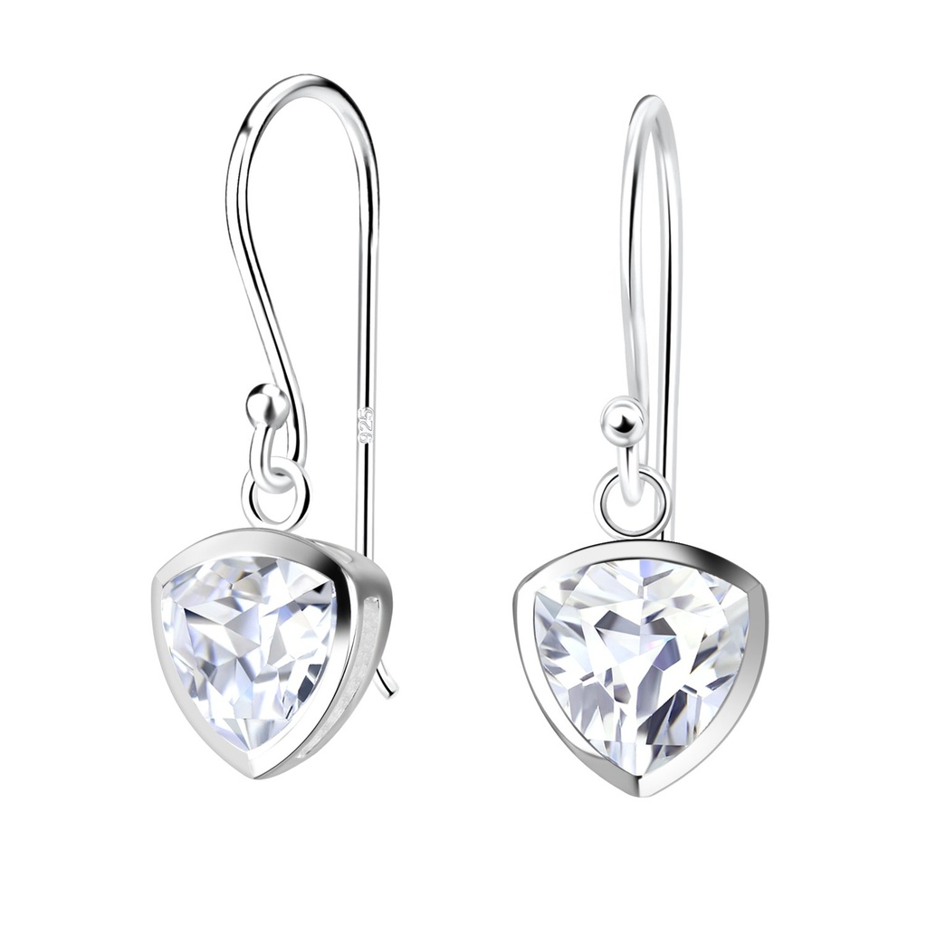 6mm Trillion Cubic Zirconia Silver Earrings